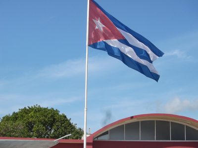 The Cuban flag at the Bay of Pigs site.